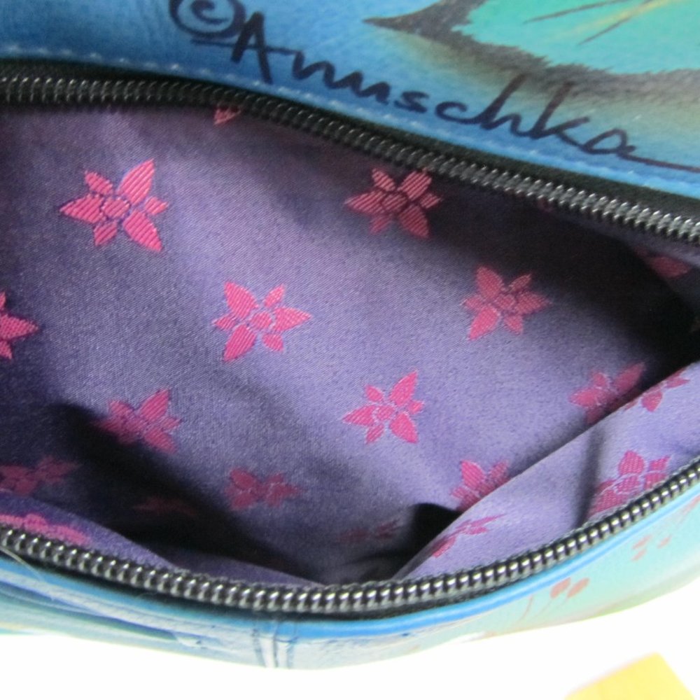 Anuschka Hand Painted Leather  Crossbody Bag Purse - Picture 6 of 15